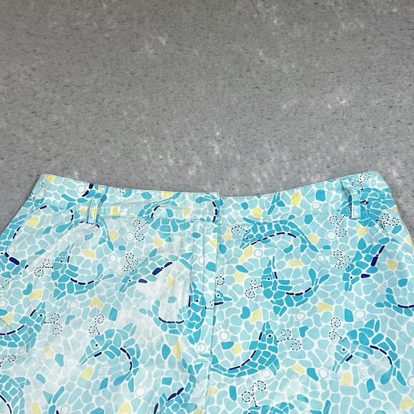 Lilly Pulitzer Shorts Womens Size 12 Blue Dolphins Beachy Pockets Cotton - Picture 2 of 9